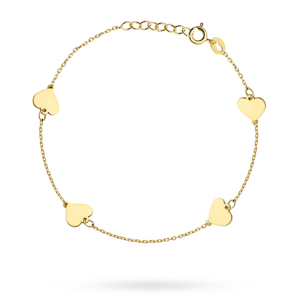 Bransoletka cztery pełne serduszka na łańcuszku