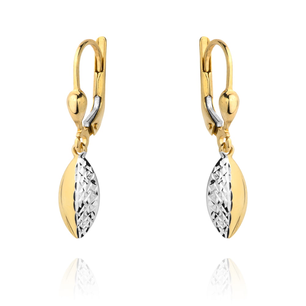 Kolczyki wiszące owal w dwa kolory złota