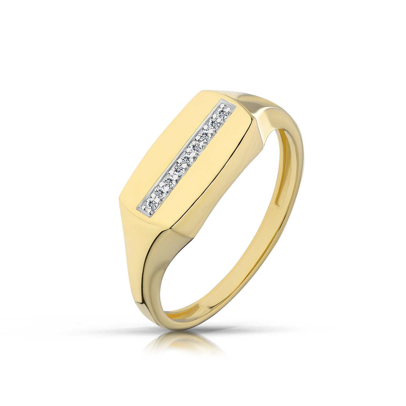Pierścionek ze złota łączący klasykę z nowoczesnością.